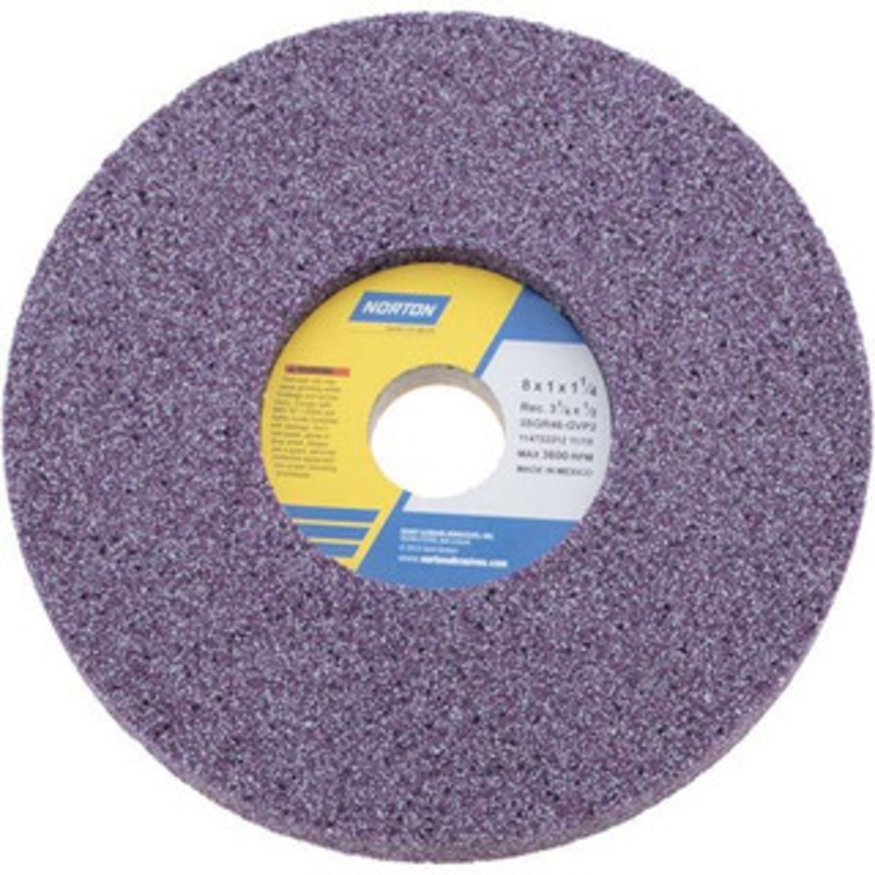 Norton 8 Diam x 1-1/4 Hole x 1 Thick, G Hardness, 46 Grit Surface Grinding Wheel Ceramic, Type 5, Coarse Grade, 3,600 Max RPM, Vitrified Bond, One-Side Recess 66253019361 – 82034927