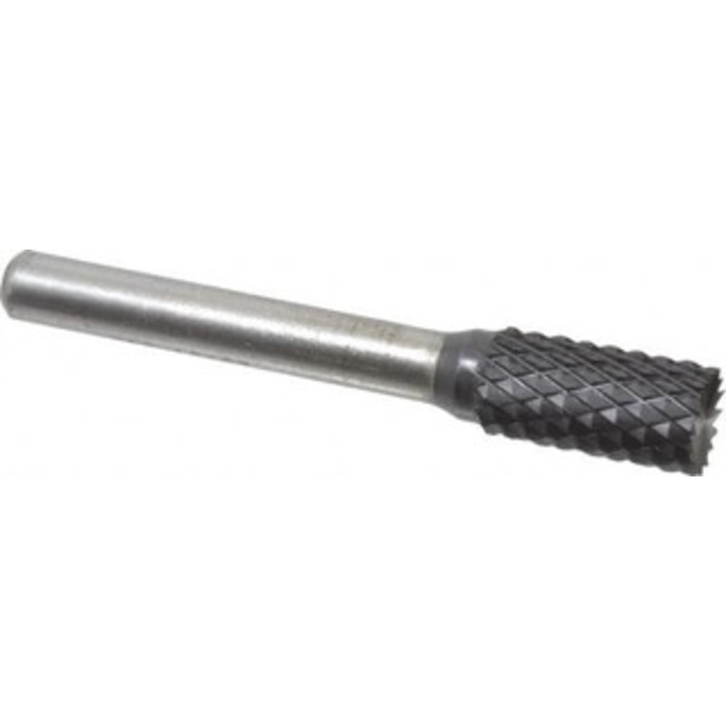 SGSPRO 3/8 Cut Diam, 1/4 Shank Diam, Carbide Double Cut Cylinder Burr with End Cut End Cut End, 2-1/2 OAL, 3/4 LOC, Titanium Aluminum Nitride Finish 10307 – 66741794