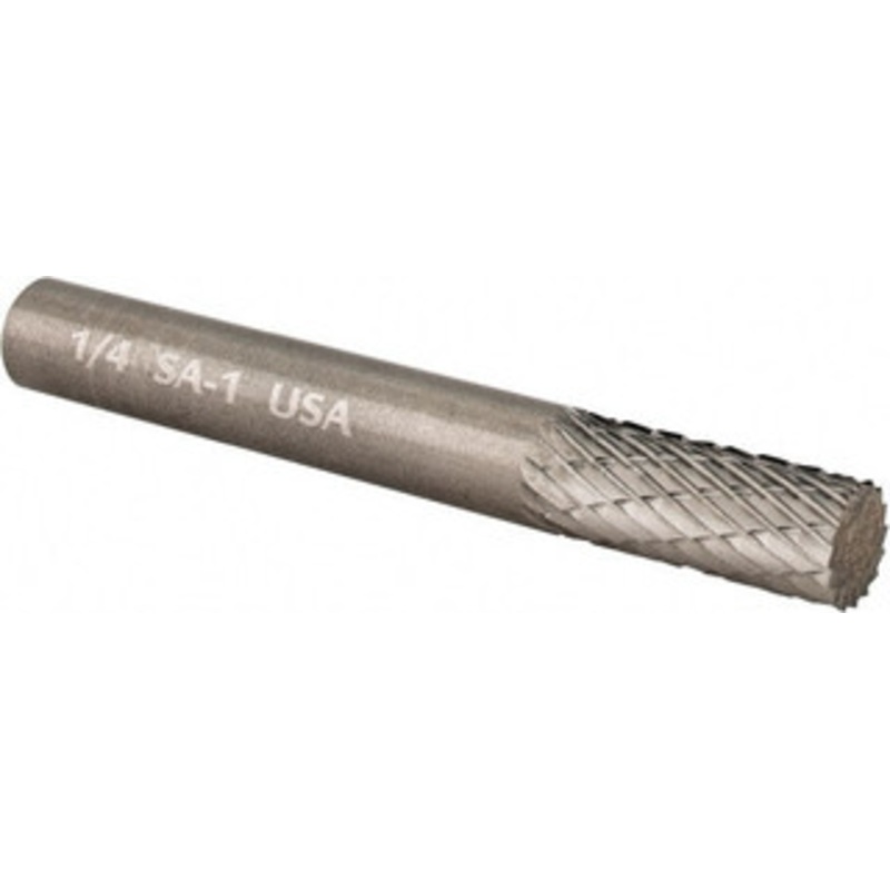 Atrax 1/4 Cut Diam, 1/4 Shank Diam, Carbide Double Cut Cylinder Burr Flat End, 2 OAL, 5/8 LOC SA-1DC-ATX – 85285385