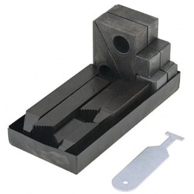 TE-CO 13 Piece Fixturing Step Block & Clamp Set with 1 Step Block, 5/8 Stud Thread Includes 6 Serrated End Clamps, 6 Step Blocks, Holder 21003 – 06942031