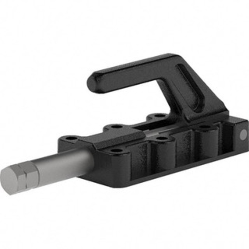 Destaco 1,650 Lb Load Capacity, Flanged Base, Carbon Steel, Standard Straight Line Action Clamp 6 Mounting Holes, 0.33 Mounting Hole Diam, 3/4 Plunger Diam, Straight Handle 95050 – 03860046