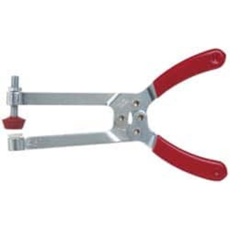 Destaco 4448.22 N Load Capacity, 2.91 Throat Depth, 6.8 OAL, Carbon Steel, C Style Plier Clamp 2.83 Max Jaw Capacity, M6x1 Spindle, 2.83 Open Throat Height, Red Handle, Spindle End 431 – 03583838
