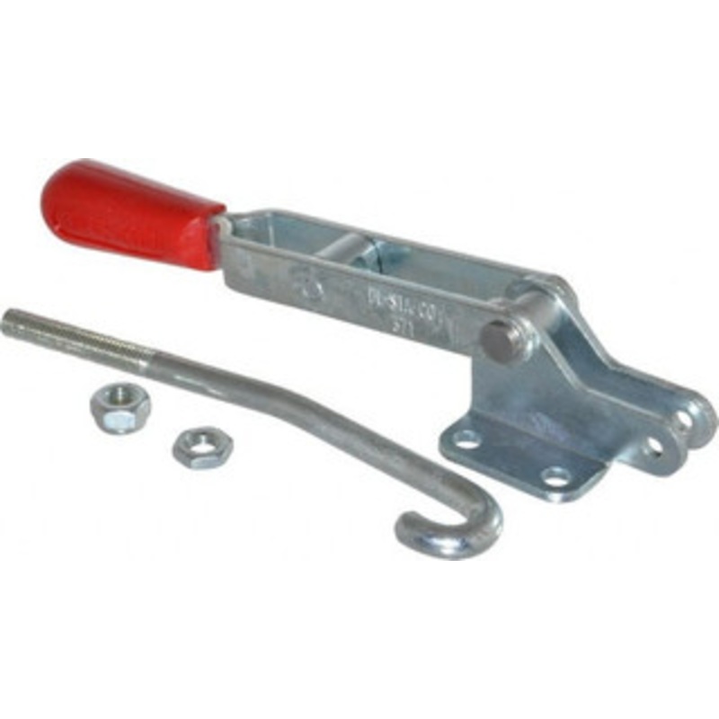 Destaco 750 Lb Capacity, Horizontal, J Hook, Flanged Base, Carbon Steel Pull Action Latch Clamp 5.38 Drawing Movement, 11.89 OAL, Straight Handle 371 – 03583796
