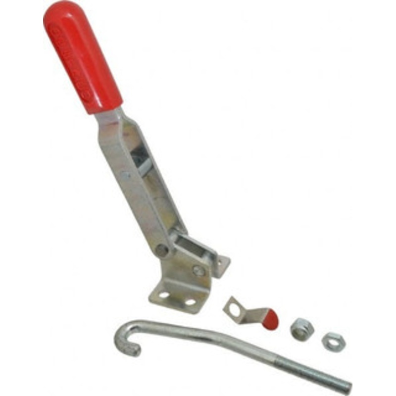 Destaco 1,000 Lb Capacity, Horizontal, J Hook, Flanged Base, Carbon Steel Pull Action Latch Clamp 6.13 Drawing Movement, 13.45 OAL, Straight Handle 381 – 06966998