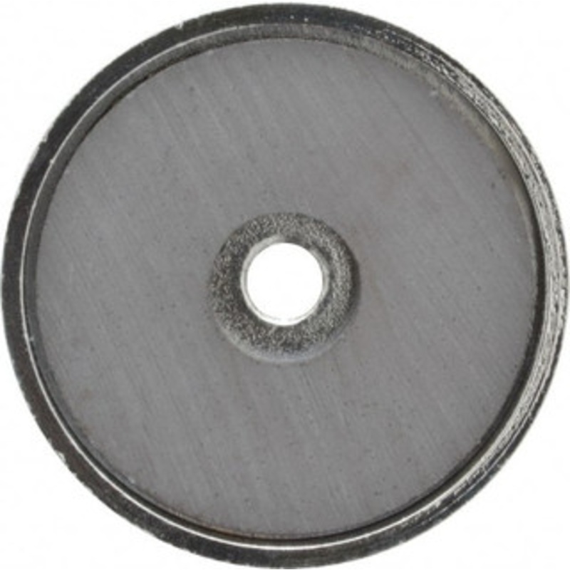Mag-Mate 11 Lb Max Pull Force, 9/32 Overall Height, 1.41 Diam, Ceramic Cup Magnet Through Hole Style, Chrome Plated MX1500 – 56502057
