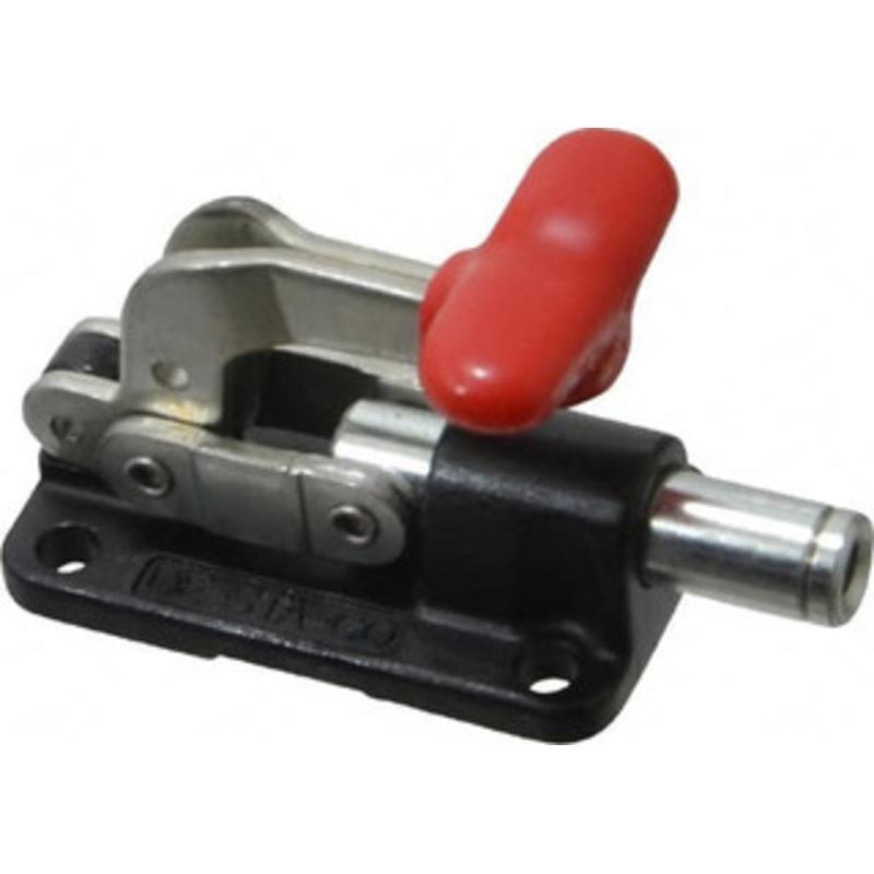 Destaco 560 Lb Load Capacity, Flanged Base, Carbon Steel, Standard Straight Line Action Clamp 4 Mounting Holes, 0.22 Mounting Hole Diam, 0.39 Plunger Diam, T-Handle Handle 6015-M – 88153820