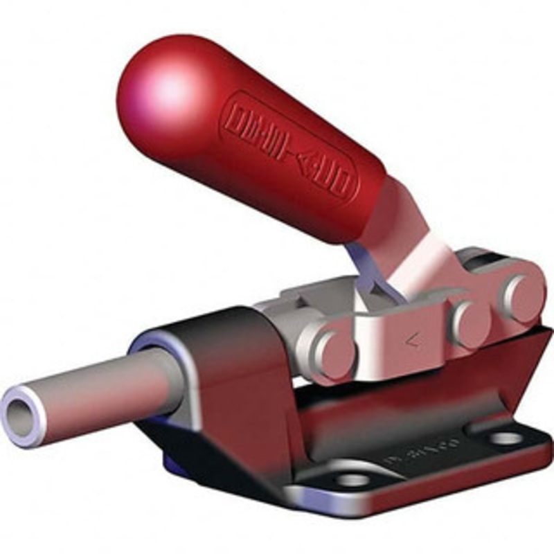 Destaco 849.78 Lb Load Capacity, Flanged Base, Carbon Steel, Standard Straight Line Action Clamp 4 Mounting Holes, 0.33 Mounting Hole Diam, 0.62 Plunger Diam, Straight Handle 608-M – 72584709