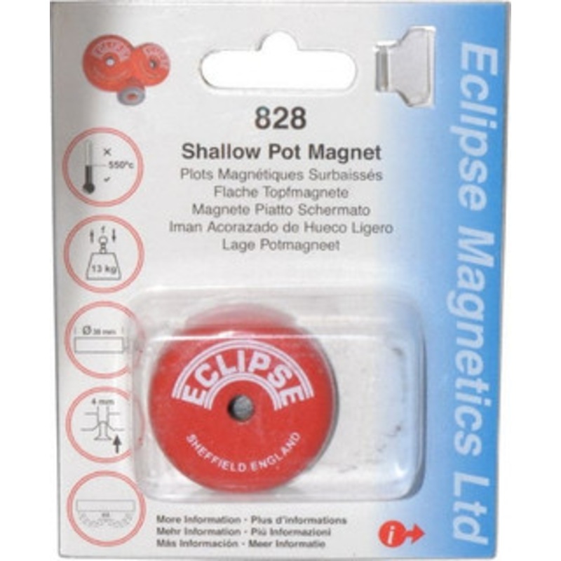 Eclipse Magnetics 1-1/2 Diam, 28.5 Lb Average Pull Force, Mild Steel, Alnico Pot Magnets 0.339 Countersunk Hole, 220C Max Operating Temp, 0.407 High, Grade 5 Alnico 828 – 06572945