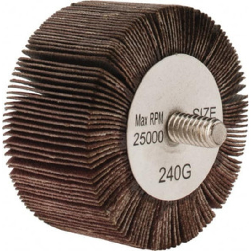 Tru-Maxx 2 Diam x 1 Face Width, Very Fine Aluminum Oxide Coated Mounted Flap Wheel 1/4-20 Threaded Mount, 240 Grit, 25,000 Max RPM SZQC2240 – 87656633