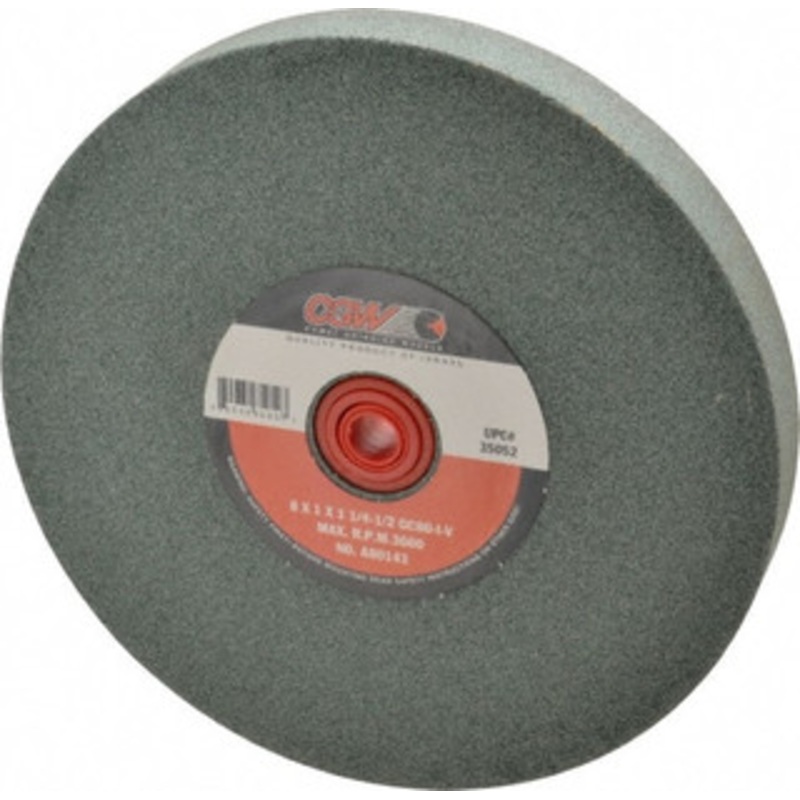 CGW Abrasives 80 Grit Silicon Carbide Bench & Pedestal Grinding Wheel 8 Diam x 1 Hole x 1 Thick, 3600 Max RPM, I Hardness, Medium Grade , Vitrified Bond 35052 – 01155753