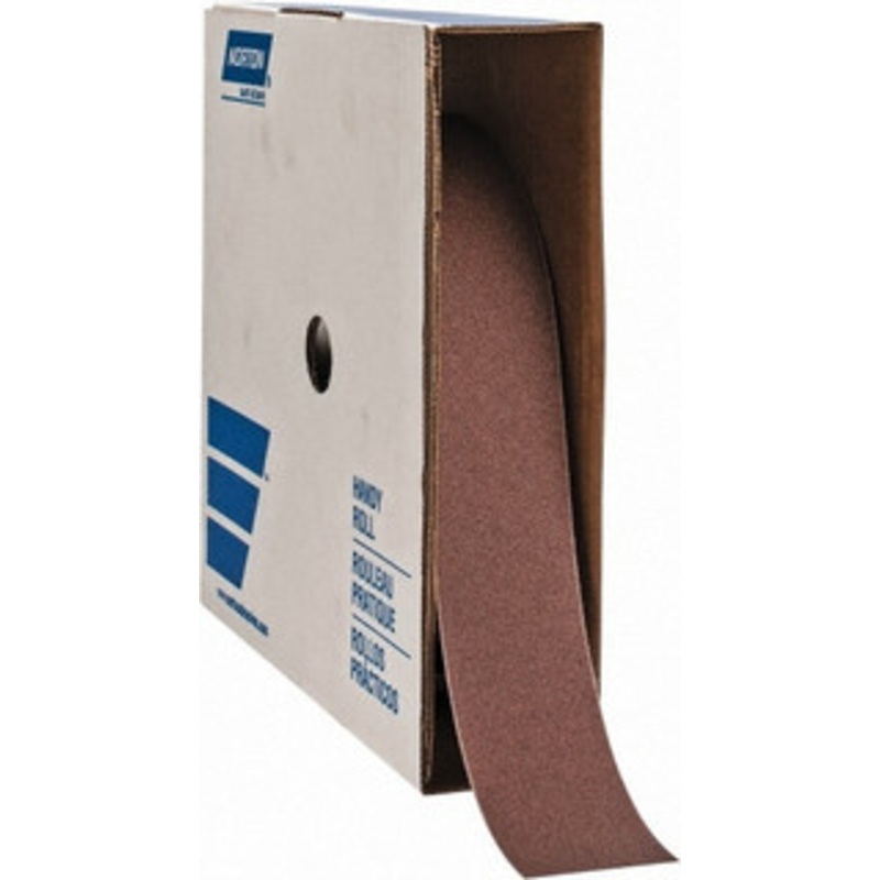 Norton 2 x 50 Yd 120 Grit Aluminum Oxide Shop Roll Fine Grade, J Weighted Cloth Backing 66261126297 – 00404129