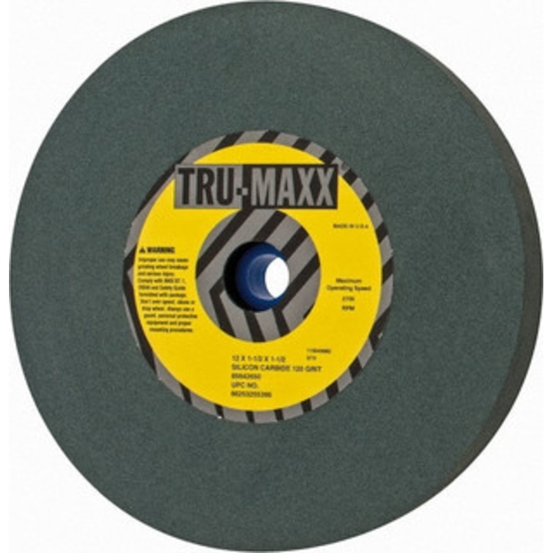 Tru-Maxx 120 Grit Silicon Carbide Bench & Pedestal Grinding Wheel 12 Diam x 1-1/2 Hole x 1-1/2 Thick, 2705 Max RPM, K Hardness, Fine Grade , Vitrified Bond 66253255395 – 85642650