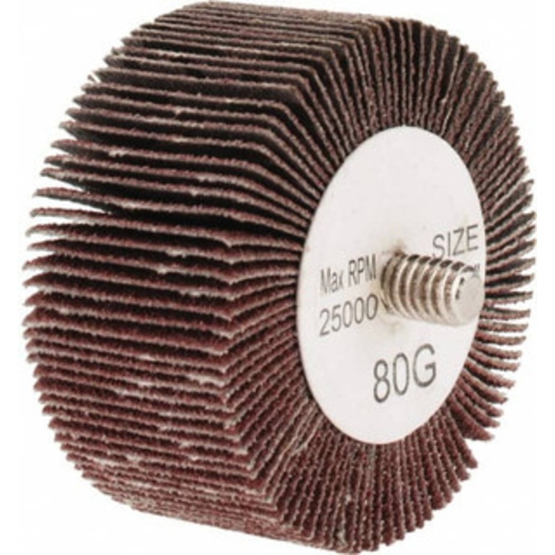Tru-Maxx 2 Diam x 1 Face Width, Medium Aluminum Oxide Coated Mounted Flap Wheel 1/4-20 Threaded Mount, 80 Grit, 25,000 Max RPM SZQC880 – 87656666