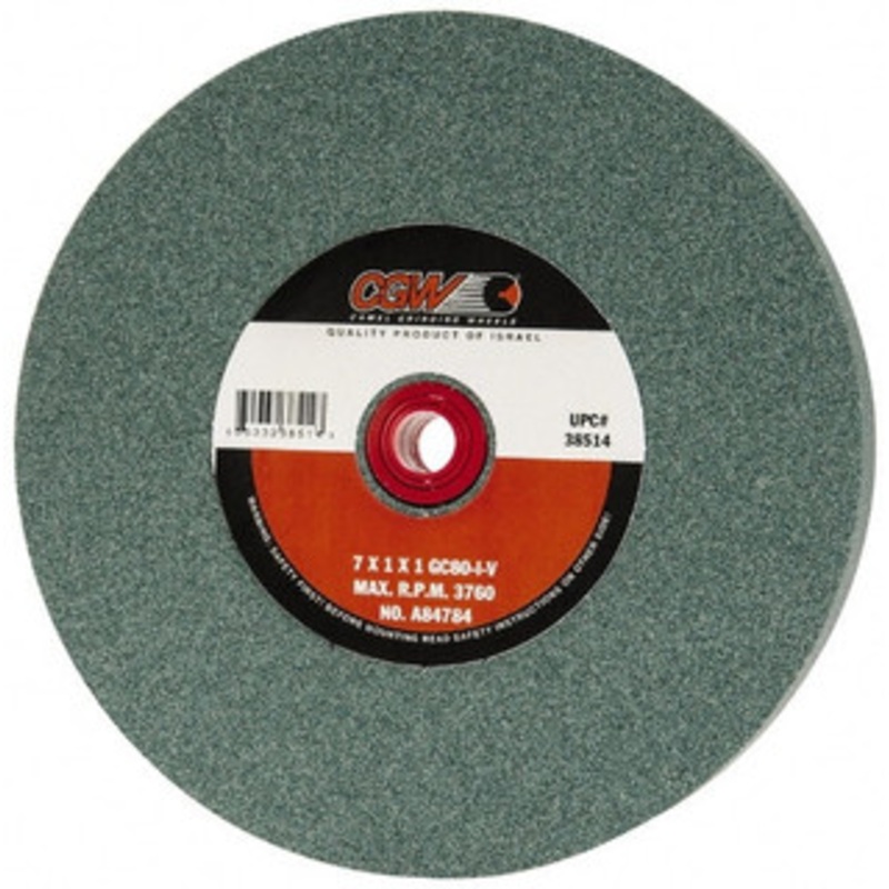 CGW Abrasives 80 Grit Silicon Carbide Bench & Pedestal Grinding Wheel 7 Diam x 1 Hole x 1 Thick, 3760 Max RPM, I Hardness, Medium Grade , Vitrified Bond 38514 – 87375028