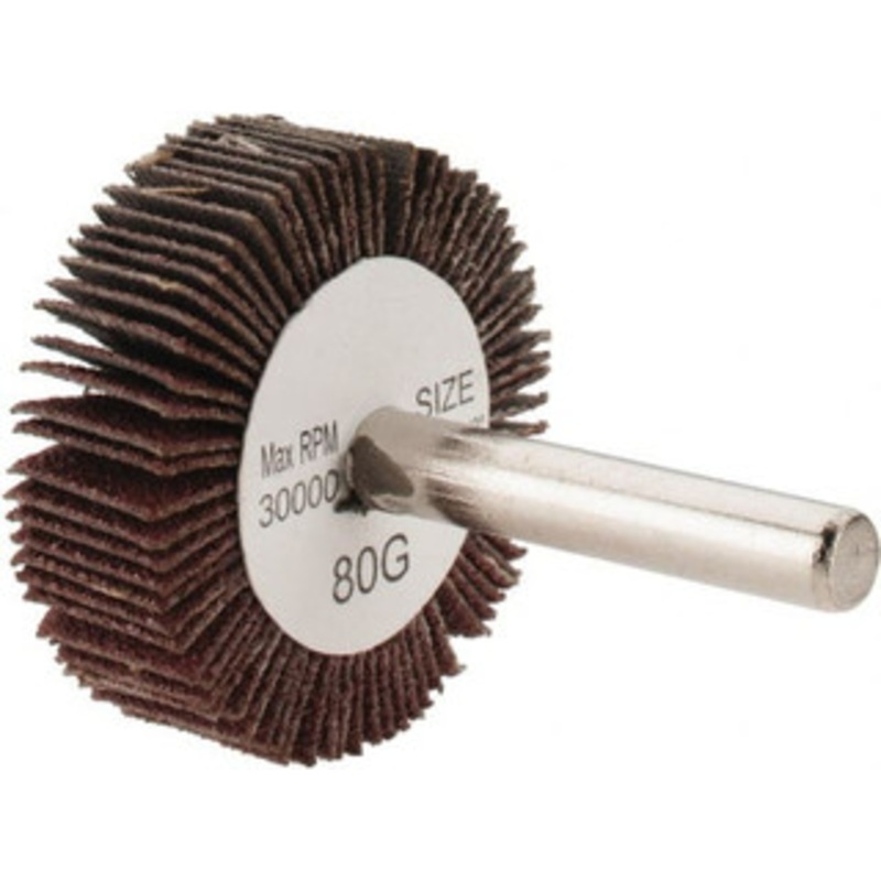 Tru-Maxx 1-1/2 Diam x 1/2 Face Width, Medium Aluminum Oxide Coated Mounted Flap Wheel 1/4 Shank Mount, 80 Grit, 30,000 Max RPM SZMFW380 – 87661435