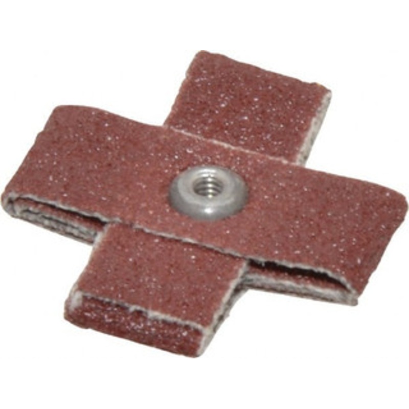 Made in USA 80 Grit, Medium Grade, Aluminum Oxide Cross Pad 1 Long x 3/8 Wide x 3/8 Thick, Cloth Backed, J Backing Weight, 8 Ply, 24,000 Max RPM 809775-69338 – 88016860