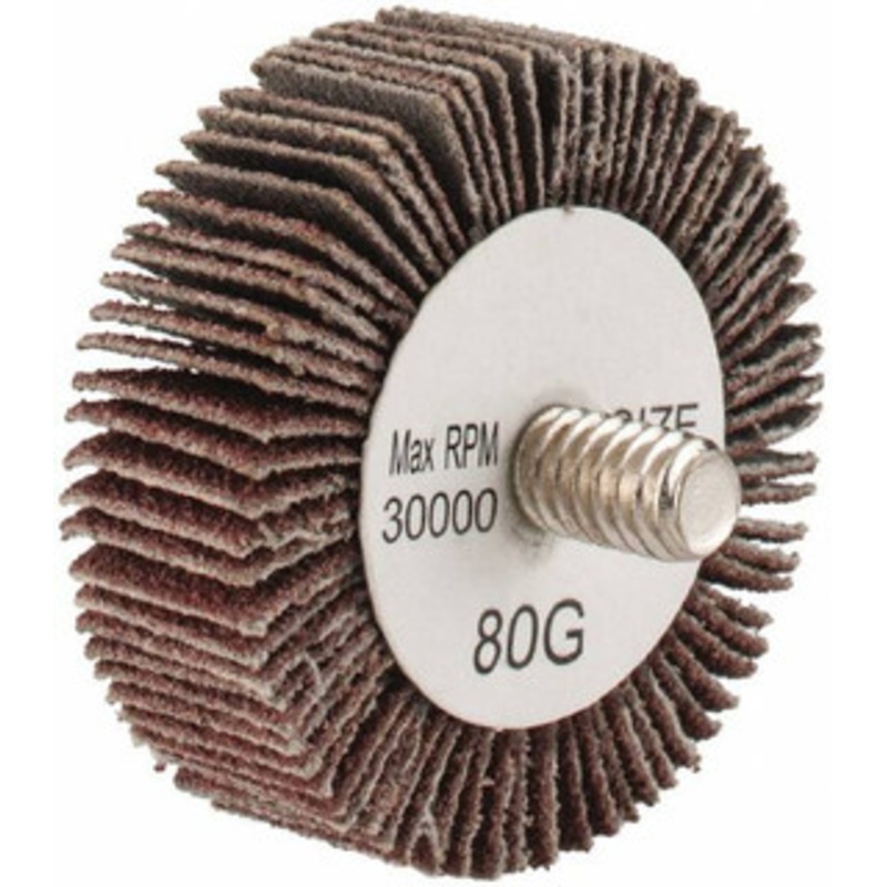 Tru-Maxx 1-1/2 Diam x 1/2 Face Width, Medium Aluminum Oxide Coated Mounted Flap Wheel 1/4-20 Threaded Mount, 80 Grit, 30,000 Max RPM SZQC480 – 87656930