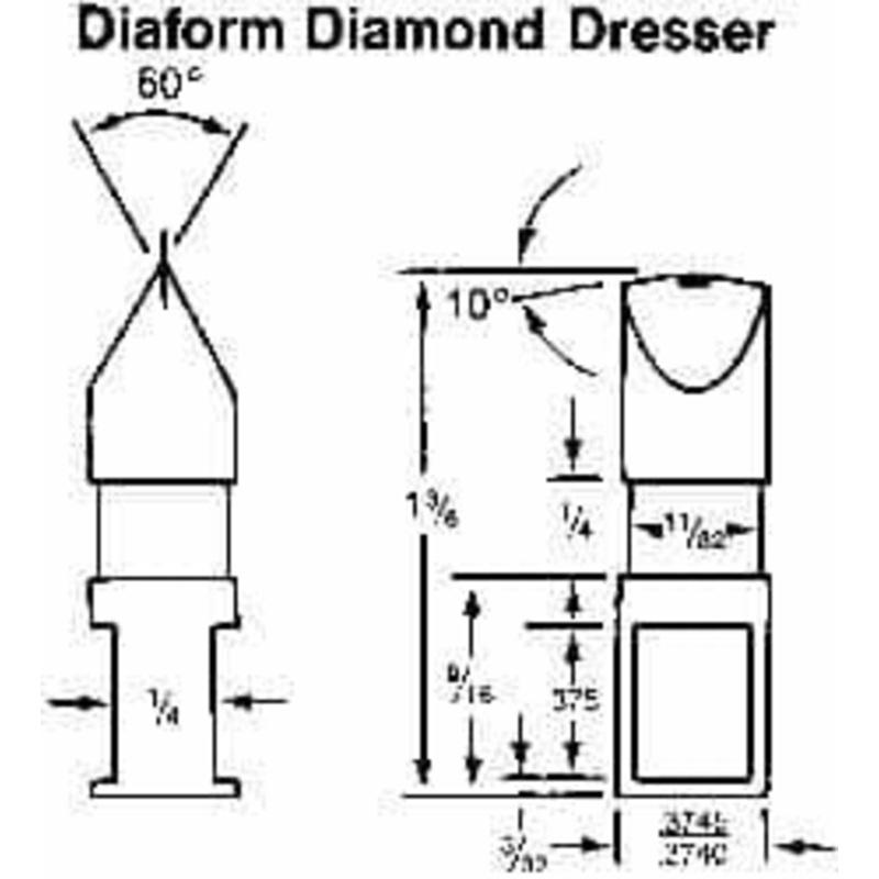 Made in USA Single Point Diaform Diamond Dresser 1/4 Shank Diam, 1-3/8 Shank Length 66260102862 – 03546025