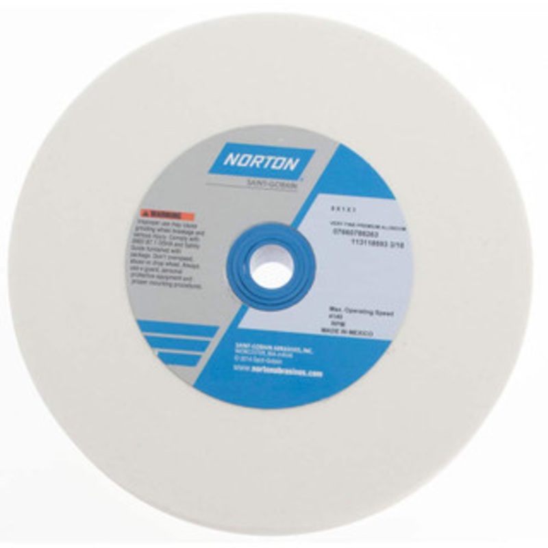 Norton 150 Grit Aluminum Oxide Bench & Pedestal Grinding Wheel 6 Diam x 1 Hole x 1 Thick, 4140 Max RPM, J Hardness, Very Fine Grade , Vitrified Bond 07660788263 – 07554637