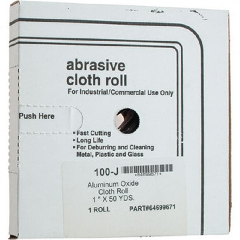 Value Collection 1 x 50 Yd 100 Grit Aluminum Oxide Shop Roll Fine Grade, J Weighted Cloth Backing 301460 – 64699671