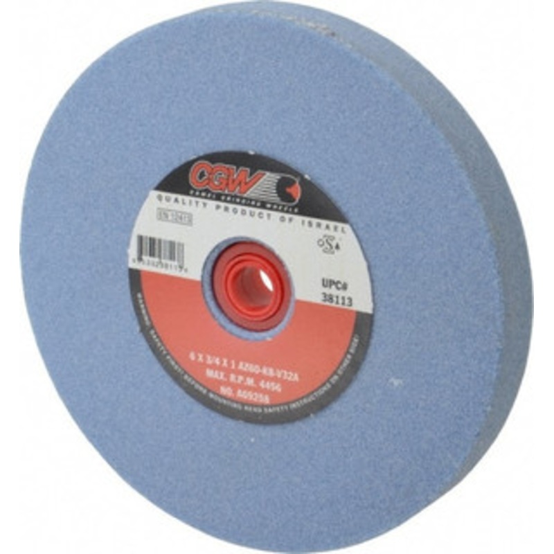 CGW Abrasives 60 Grit Aluminum Oxide Bench & Pedestal Grinding Wheel 6 Diam x 1 Hole x 3/4 Thick, 4456 Max RPM, K Hardness, Medium Grade , Vitrified Bond 38113 – 78202777