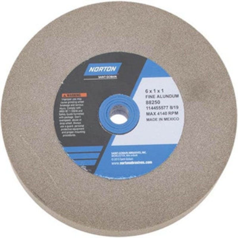 Norton 100 Grit Aluminum Oxide Bench & Pedestal Grinding Wheel 6 Diam x 1 Hole x 1 Thick, 4140 Max RPM, Fine Grade 07660788250 – 75941286