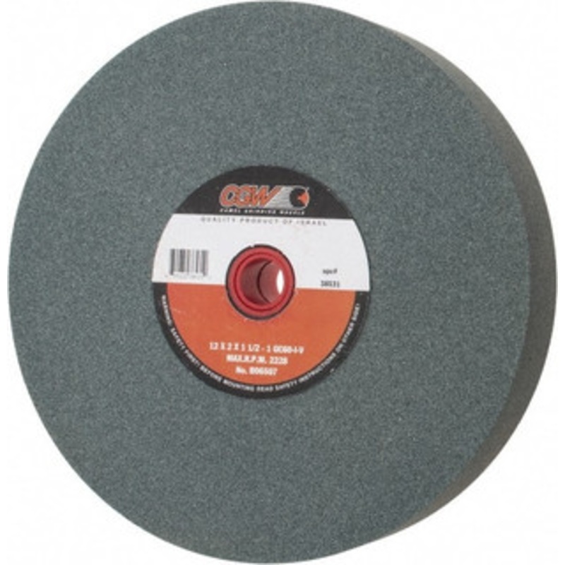 CGW Abrasives 60 Grit Silicon Carbide Bench & Pedestal Grinding Wheel 12 Diam x 1-1/4 Hole x 2 Thick, 2220 Max RPM, I Hardness, Medium Grade , Vitrified Bond 38531 – 01156173