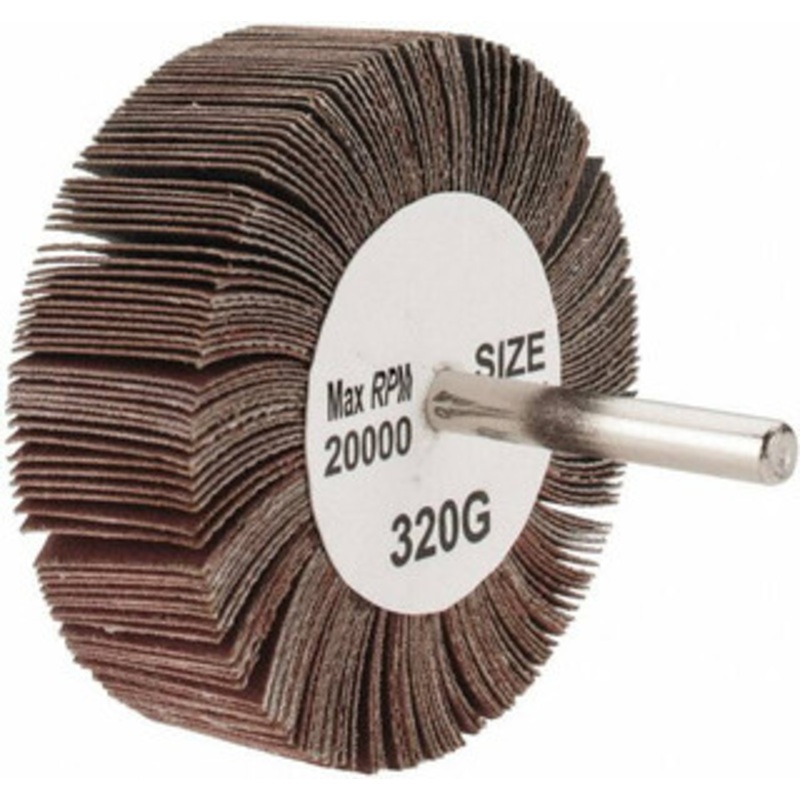 Tru-Maxx 3 Diam x 1 Face Width, Extra Fine Aluminum Oxide Coated Mounted Flap Wheel 1/4 Shank Mount, 320 Grit, 20,000 Max RPM SZMM1320 – 87661583