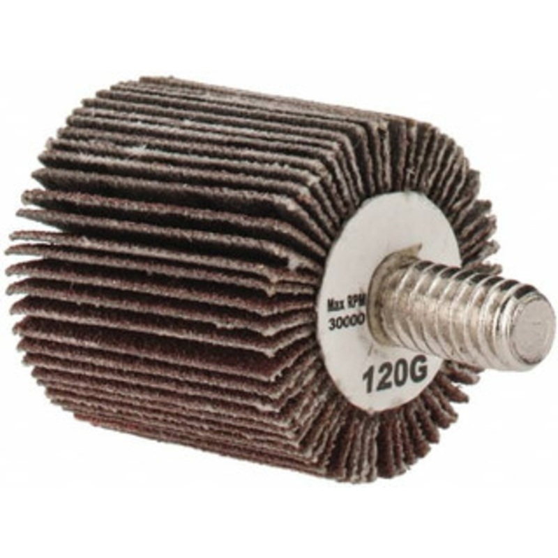 Tru-Maxx 1 Diam x 1 Face Width, Fine Aluminum Oxide Coated Mounted Flap Wheel 1/4-20 Threaded Mount, 120 Grit, 30,000 Max RPM SZQC3120 – 87656963