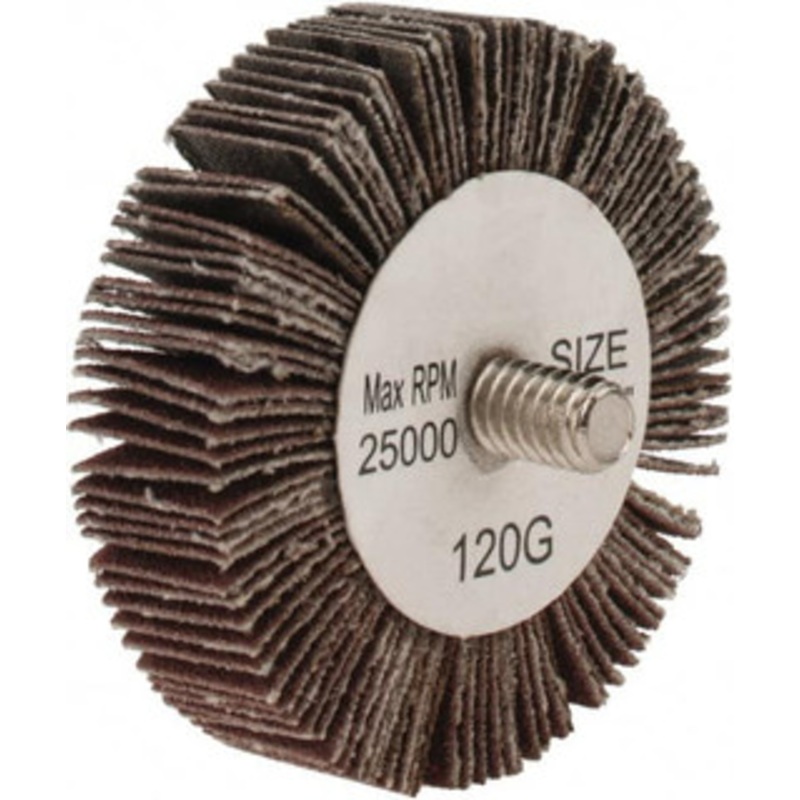 Tru-Maxx 2 Diam x 1/2 Face Width, Fine Aluminum Oxide Coated Mounted Flap Wheel 1/4-20 Threaded Mount, 120 Grit, 25,000 Max RPM SZQC6120 – 87656856