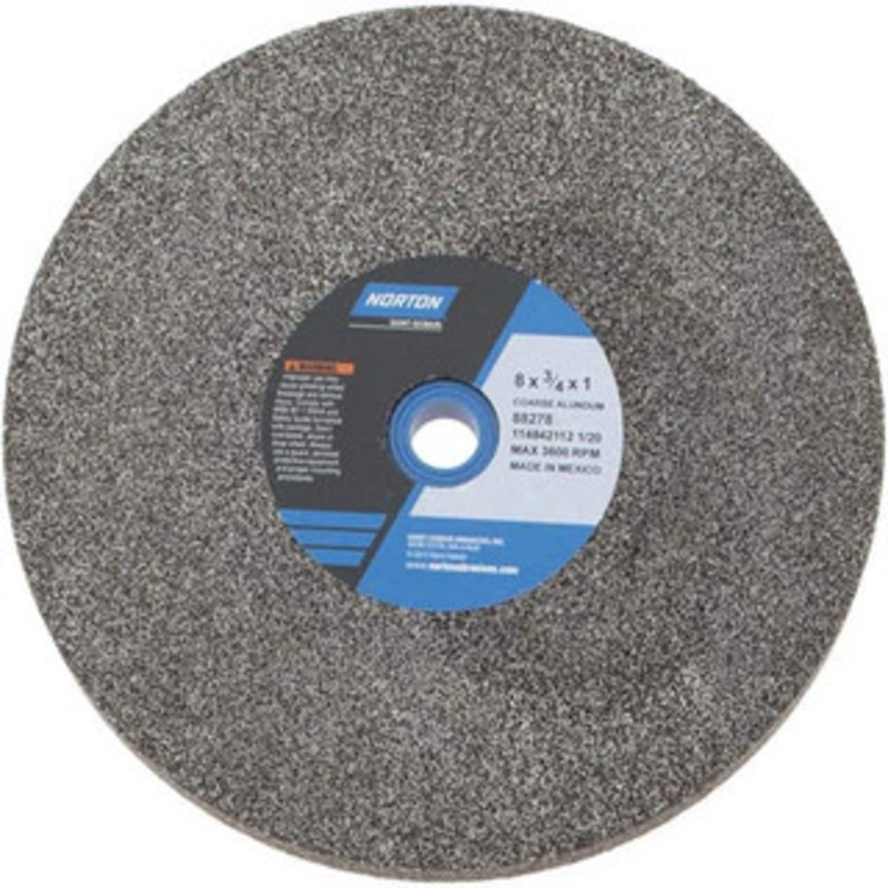 Norton 36 Grit Aluminum Oxide Bench & Pedestal Grinding Wheel 8 Diam x 1 Hole x 3/4 Thick, 3600 Max RPM, Very Coarse/Coarse Grade 07660788278 – 75941385