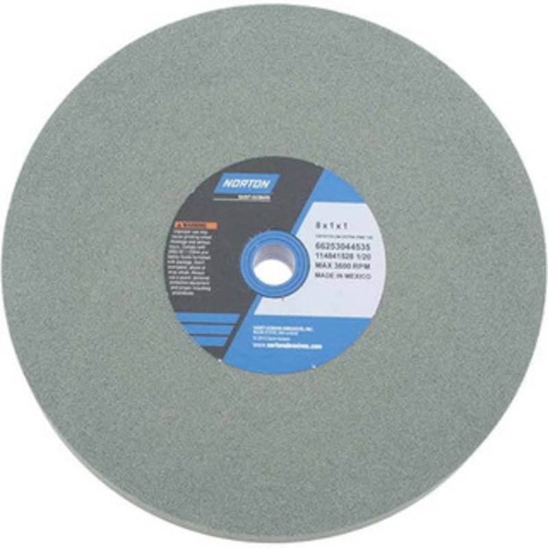 Norton 120 Grit Silicon Carbide Bench & Pedestal Grinding Wheel 8 Diam x 1 Hole x 1 Thick, 3600 Max RPM, Fine Grade 66253044535 – 75942391