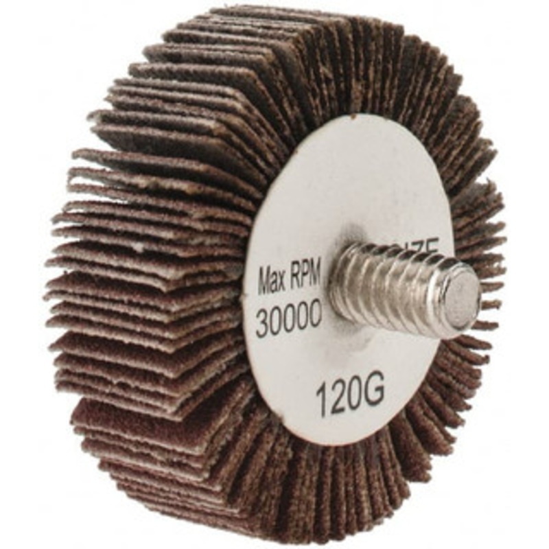 Tru-Maxx 1-1/2 Diam x 1/2 Face Width, Fine Aluminum Oxide Coated Mounted Flap Wheel 1/4-20 Threaded Mount, 120 Grit, 30,000 Max RPM SZQC4120 – 87656922