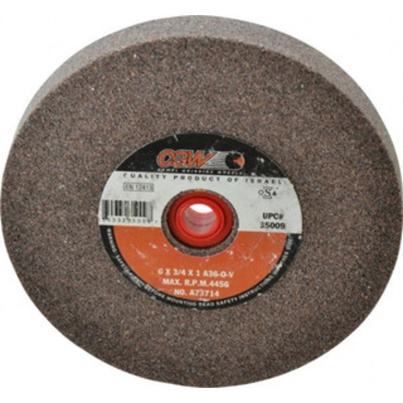 CGW Abrasives 36 Grit Aluminum Oxide Bench & Pedestal Grinding Wheel 6 Diam x 1 Hole x 3/4 Thick, 4456 Max RPM, O Hardness, Very Coarse Grade , Vitrified Bond 35009 – 86972775