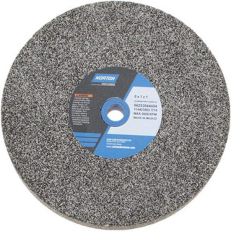 Norton 24 Grit Aluminum Oxide Bench & Pedestal Grinding Wheel 8 Diam x 1 Hole x 1 Thick, 3600 Max RPM, Very Coarse Grade 66253044454 – 75941419