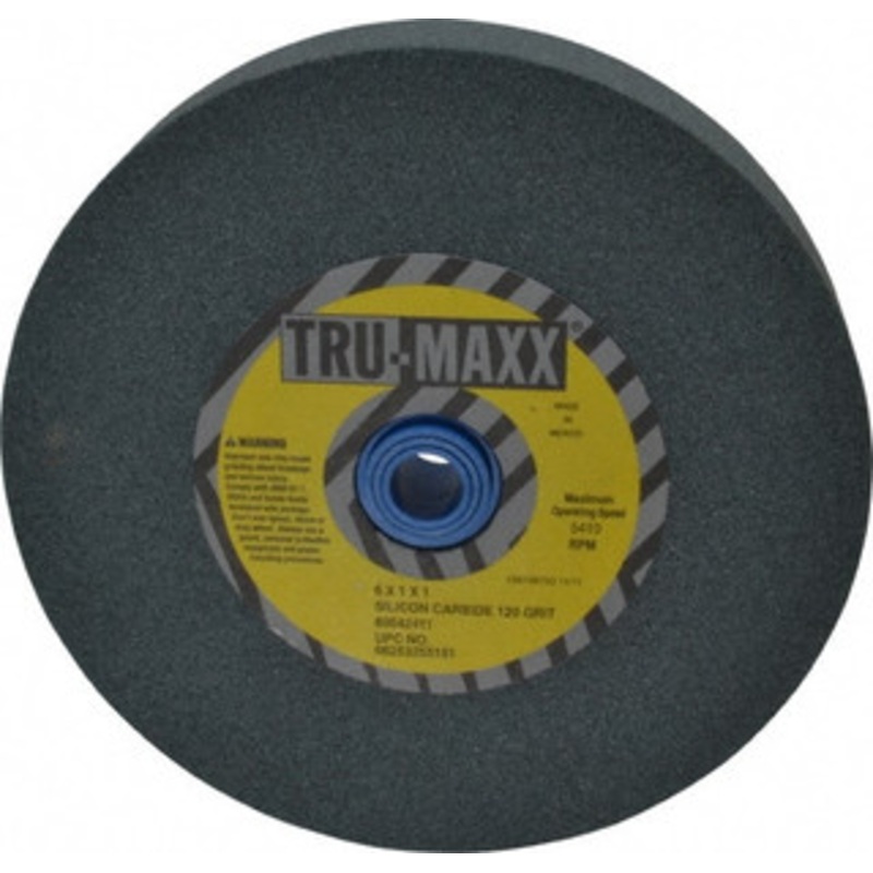 Tru-Maxx 120 Grit Silicon Carbide Bench & Pedestal Grinding Wheel 6 Diam x 1 Hole x 1 Thick, 5410 Max RPM, K Hardness, Fine Grade , Vitrified Bond 66253255181 – 85642411