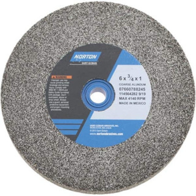 Norton 36 Grit Aluminum Oxide Bench & Pedestal Grinding Wheel 6 Diam x 1 Hole x 3/4 Thick, 4140 Max RPM, Very Coarse/Coarse Grade 07660788245 – 75941229