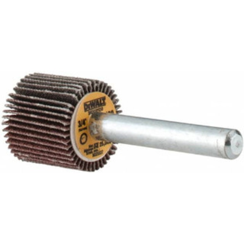 DeWALT 3/4 Diam x 3/4 Face Width, Fine Aluminum Oxide Coated Mounted Flap Wheel 1/4 Shank Mount, 120 Grit, Cloth Backing, 25,000 Max RPM DAFE1P1210 – 42233049