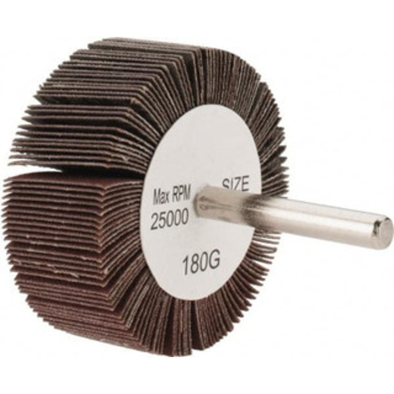 Tru-Maxx 2-1/2 Diam x 1 Face Width, Very Fine Aluminum Oxide Coated Mounted Flap Wheel 1/4 Shank Mount, 180 Grit, 25,000 Max RPM SZMFW9180 – 87661138