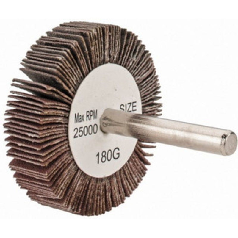 Tru-Maxx 2 Diam x 1/2 Face Width, Very Fine Aluminum Oxide Coated Mounted Flap Wheel 1/4 Shank Mount, 180 Grit, 25,000 Max RPM SZMM1180 – 87661633