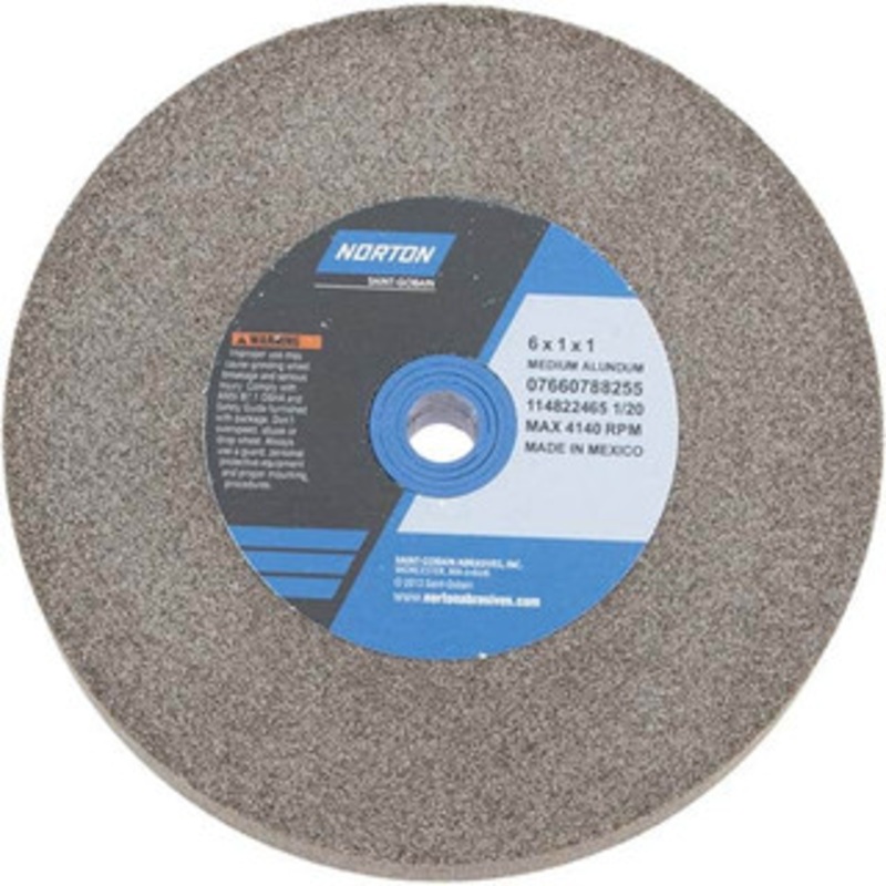 Norton 60 Grit Aluminum Oxide Bench & Pedestal Grinding Wheel 6 Diam x 1 Hole x 1 Thick, 4140 Max RPM, Medium Grade 07660788255 – 75941278