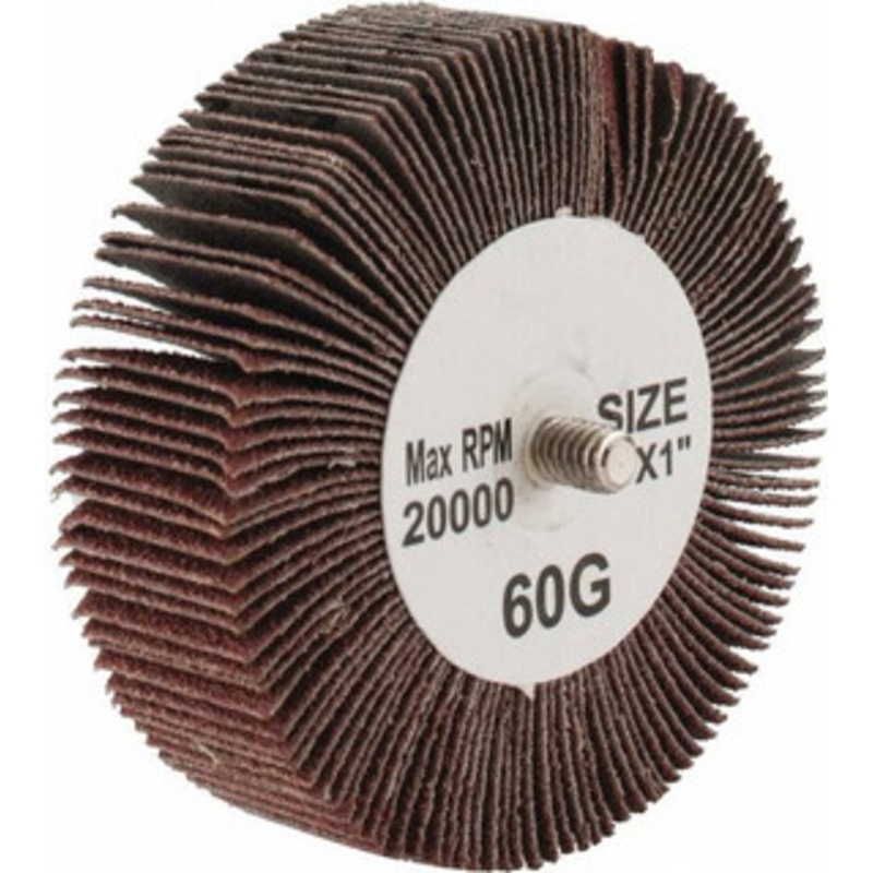 Tru-Maxx 3 Diam x 1 Face Width, Medium Aluminum Oxide Coated Mounted Flap Wheel 1/4-20 Threaded Mount, 60 Grit, 20,000 Max RPM SZQC3160 – 87656781