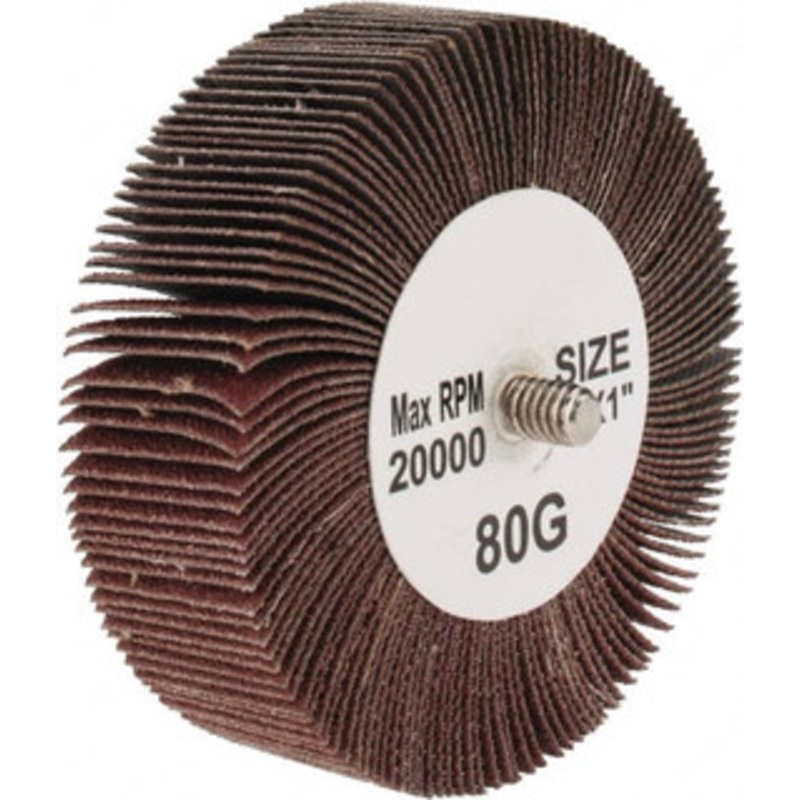 Tru-Maxx 3 Diam x 1 Face Width, Medium Aluminum Oxide Coated Mounted Flap Wheel 1/4-20 Threaded Mount, 80 Grit, 20,000 Max RPM SZQC8180 – 87656765