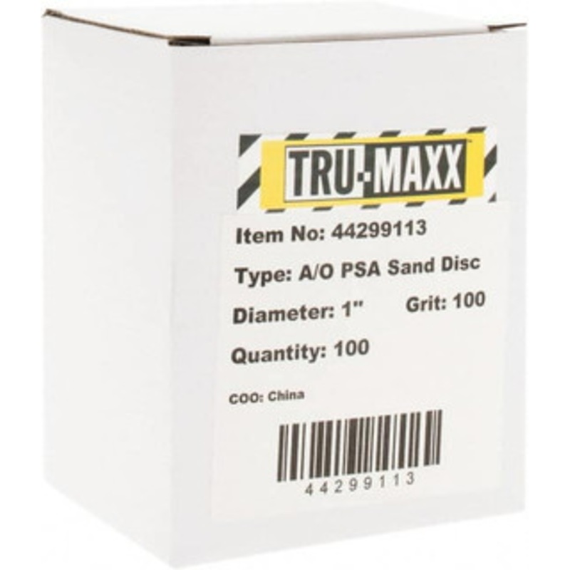 Tru-Maxx 1 Diam, 100 Grit Aluminum Oxide Adhesive PSA Disc Fine Grade, X Weighted Cloth Backing, For Right Angle/Vertical Shaft Portable Grinders 7000010-100 – 44299113