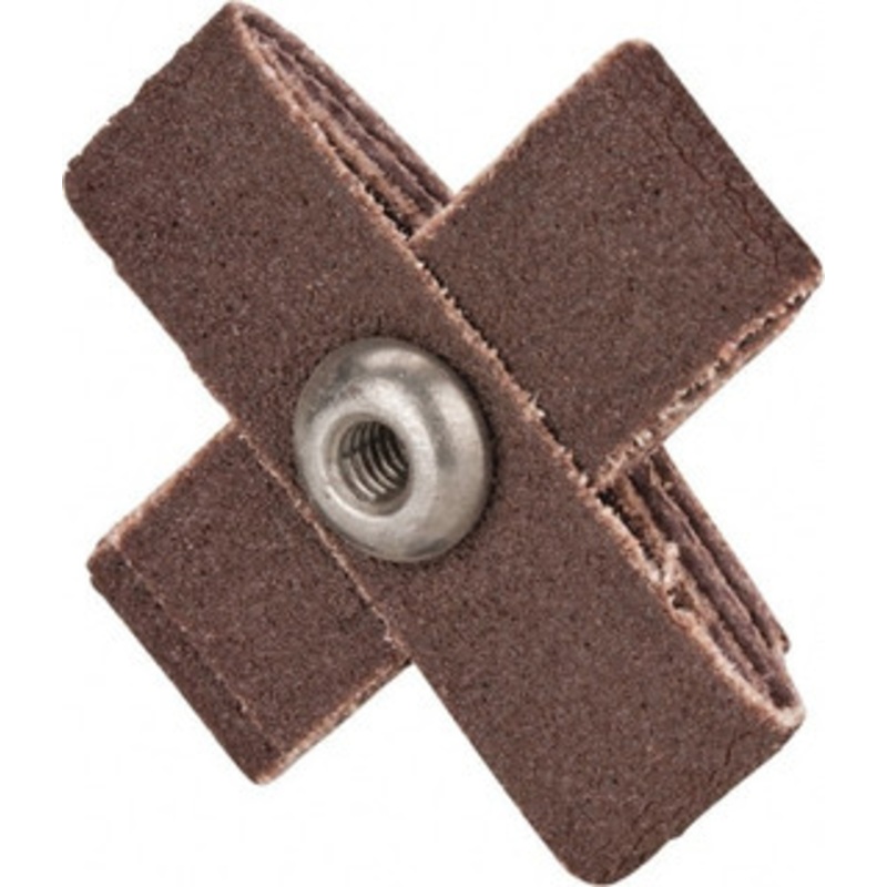 Made in USA 80 Grit, Medium Grade, Aluminum Oxide Cross Pad 1-1/2 Long x 1/2 Wide x 1/2 Thick, Cloth Backed, X Backing Weight, 10 Ply, 24,000 Max RPM 809775-69398 – 88016951