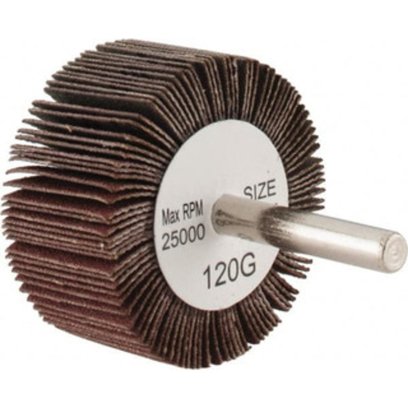 Tru-Maxx 2 Diam x 1 Face Width, Fine Aluminum Oxide Coated Mounted Flap Wheel 1/4 Shank Mount, 120 Grit, 25,000 Max RPM SZMFW7120 – 87661229
