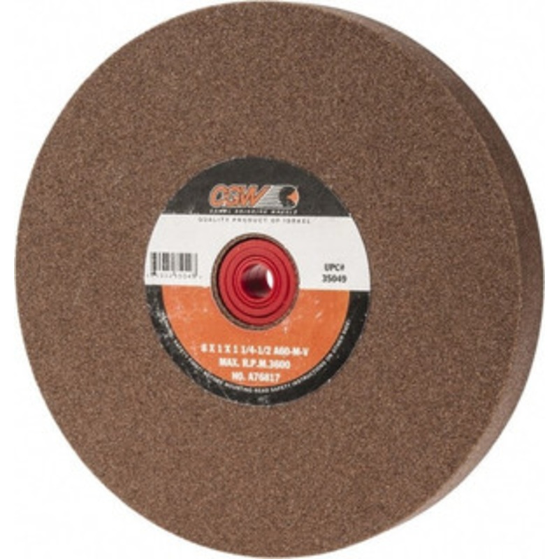 CGW Abrasives 60 Grit Aluminum Oxide Bench & Pedestal Grinding Wheel 8 Diam x 1-1/4 Hole x 1 Thick, 3600 Max RPM, M Hardness, Medium Grade , Vitrified Bond 35049 – 01155985