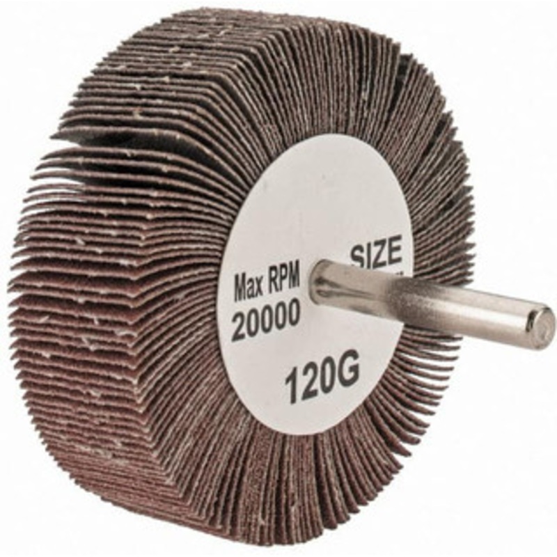 Tru-Maxx 3 Diam x 1 Face Width, Fine Aluminum Oxide Coated Mounted Flap Wheel 1/4 Shank Mount, 120 Grit, 20,000 Max RPM SZMFW13120 – 87661716