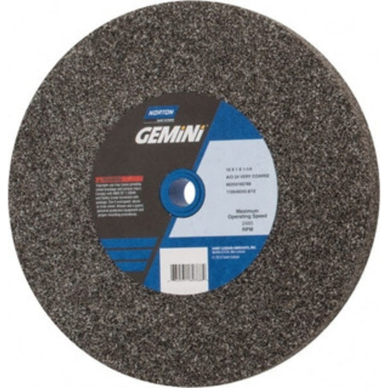 Norton 24 Grit Aluminum Oxide Bench & Pedestal Grinding Wheel 10 Diam x 1-1/4 Hole x 1 Thick, 2485 Max RPM, Very Coarse Grade 66253160788 – 75941450