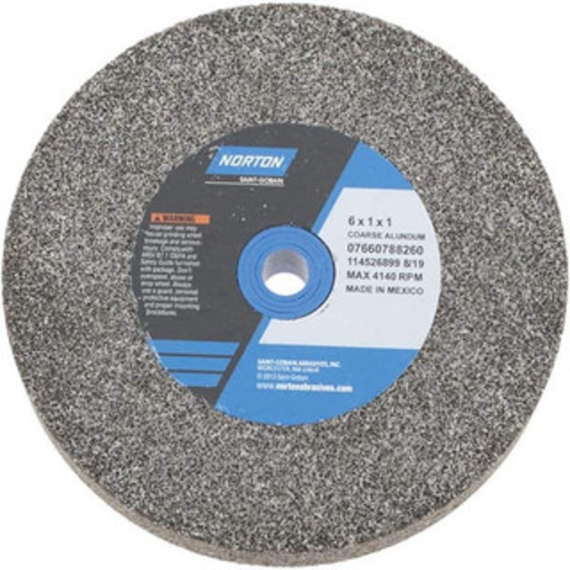 Norton 36 Grit Aluminum Oxide Bench & Pedestal Grinding Wheel 6 Diam x 1 Hole x 1 Thick, 4140 Max RPM, Very Coarse/Coarse Grade 07660788260 – 75941260